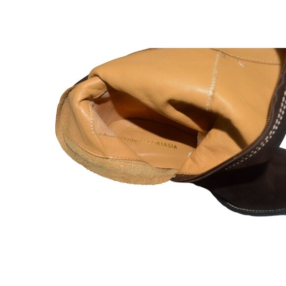 Francesco Biasia Tall Brown Suede Heeled Boots Womens Size 39 8 US Boho Fall - Picture 6 of 6